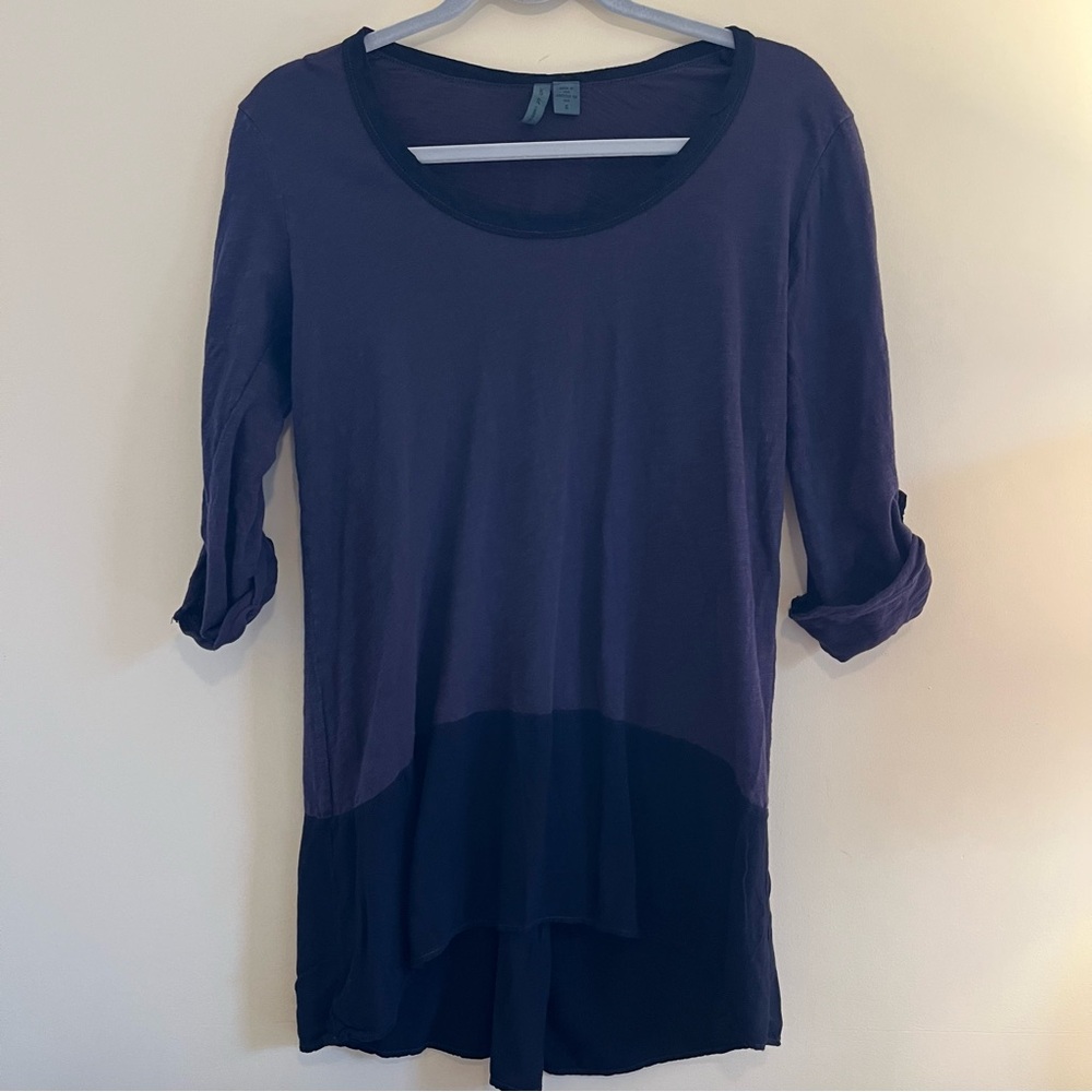 left of center 3/4 Sleeve Top in Deep blue  and Black